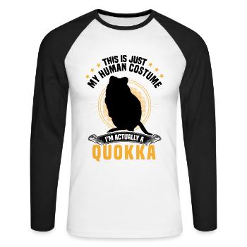 Nur ein Quokka Kostüm Beuteltier Quokka - Unisex Baseballshirt langarm - Weiß/Schwarz - Vorne - Nik (191cm)
