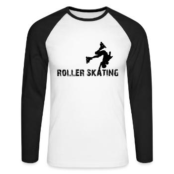 Roller Skates Roller Skating Silhouette Roller Ska - Unisex Baseballshirt langarm - Weiß/Schwarz - Vorne - Nik (191cm)