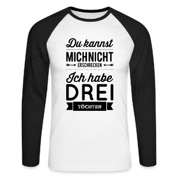 Three Daughters - Father's Day, Mother's Day - Unisex Long Sleeve Baseball T-Shirt - white/black - Front - Nik (191cm)