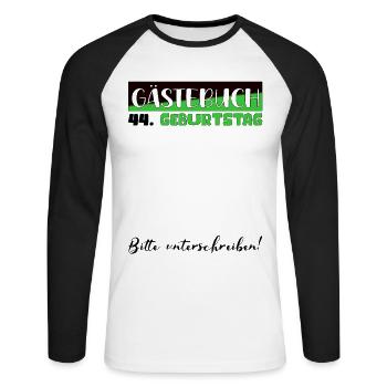 Cadeau 44e anniversaire décoration femme livre d'or homme - T-shirt baseball manches longues Homme - blanc/noir - Devant - Nik (191cm)