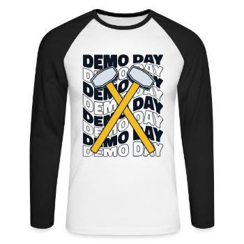 Demo Day Home Wrecker Abriss Bauunternehmer Haus - Unisex Baseballshirt langarm - Weiß/Schwarz - Vorne - Nik (191cm)