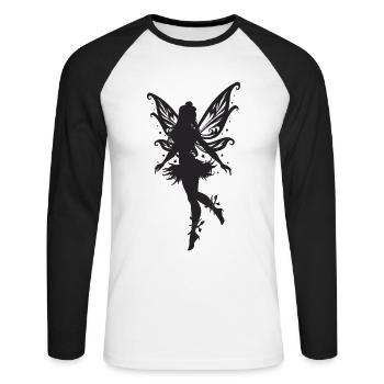 Fee Elfe Märchen Fabelwesen - Unisex Baseballshirt langarm - Weiß/Schwarz - Vorne - Nik (191cm)