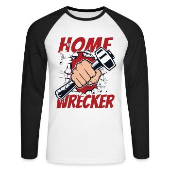 Home Wrecker Home Improvement Home Wrecker House - Unisex Long Sleeve Baseball T-Shirt - white/black - Front - Nik (191cm)