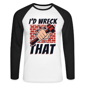 Je détruirais cette maison d’experts en démolition - T-shirt baseball manches longues Homme - blanc/noir - Devant - Nik (191cm)