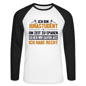 Jurastudent hat immer Recht Étudiants de la Faculté de Droit - T-shirt baseball manches longues Homme - blanc/noir - Devant - Nik (191cm)