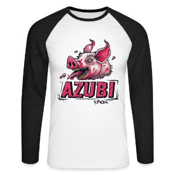 Humor Schweine Sau Parodie auf den Azubi - Unisex Baseballshirt langarm - Weiß/Schwarz - Vorne - Nik (191cm)
