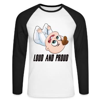 Forte Et Fière Grossesse Mère Enfant Parents - T-shirt baseball manches longues Homme - blanc/noir - Devant - Nik (191cm)