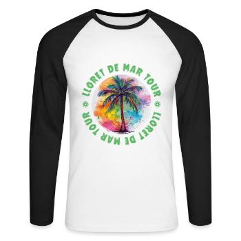 Lloret De Mar Tour Urlaub Plame Bunt - Unisex Baseballshirt langarm - Weiß/Schwarz - Vorne - Nik (191cm)