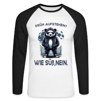 Je déteste les gens grognons du matin au bureau drôle - T-shirt baseball manches longues Homme - blanc/noir - Devant - Nik (191cm)