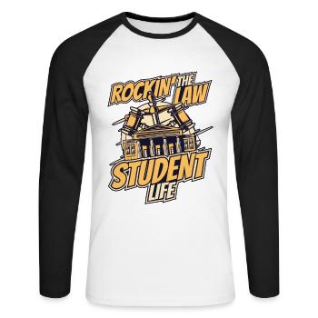 Rocking The Law Student Life Law School Students - Unisex Long Sleeve Baseball T-Shirt - white/black - Front - Nik (191cm)
