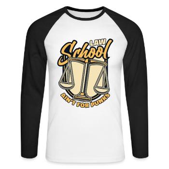 Law School Ain't For Punks Law School University - Unisex Long Sleeve Baseball T-Shirt - white/black - Front - Nik (191cm)