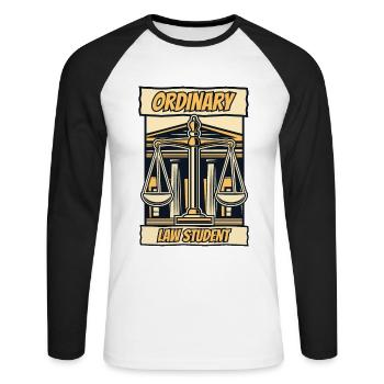 Ordinary Law Student University Legal Studies Law - Unisex Long Sleeve Baseball T-Shirt - white/black - Front - Nik (191cm)