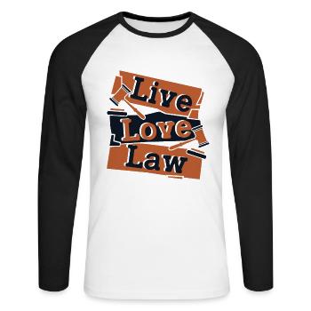 Live Love Law Legal Studies Law School Students - Unisex Long Sleeve Baseball T-Shirt - white/black - Front - Nik (191cm)