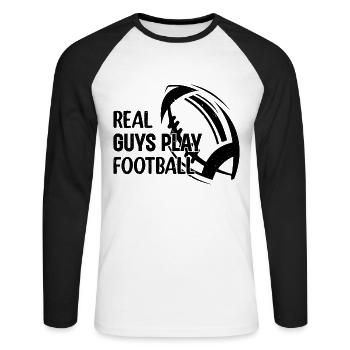 Joueur de football américain - De vrais gars jouent au football - T-shirt baseball manches longues Homme - blanc/noir - Devant - Nik (191cm)