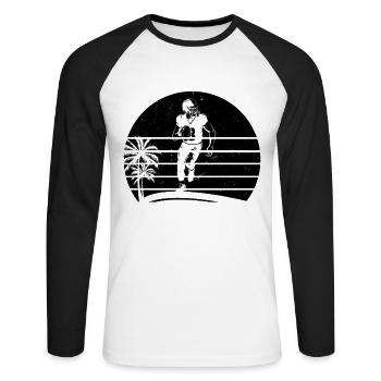 Football Player Silhouette - Unisex Baseballshirt langarm - Weiß/Schwarz - Vorne - Nik (191cm)
