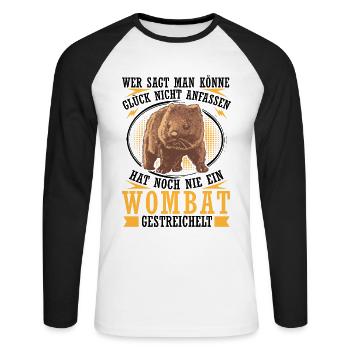 Wombat caressant le marsupial australien - T-shirt baseball manches longues Homme - blanc/noir - Devant - Nik (191cm)
