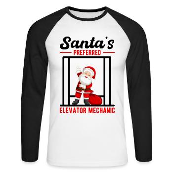 L’idée cadeau de mécanicien d’ascenseur préférée du Père Noël - T-shirt baseball manches longues Homme - blanc/noir - Devant - Nik (191cm)