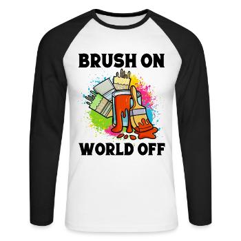 Cool Artist Brush On World Off Painter Gift - Unisex Long Sleeve Baseball T-Shirt - white/black - Front - Nik (191cm)