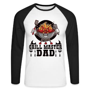 Grillmaster Papa BBQ Grill Griller Barbecue Fumoir - T-shirt baseball manches longues Homme - blanc/noir - Devant - Nik (191cm)