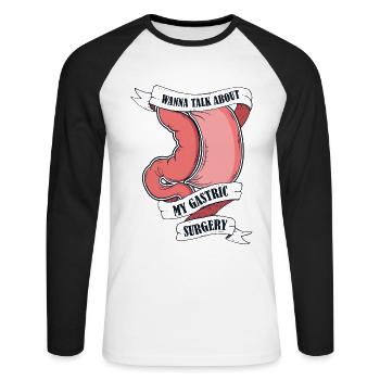 Je veux parler de ma chirurgie gastrique Gastrique - T-shirt baseball manches longues Homme - blanc/noir - Devant - Nik (191cm)