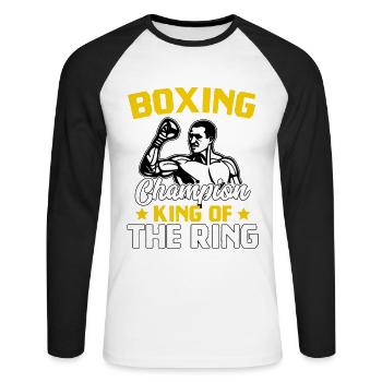 Champion de boxe Roi du ring - T-shirt baseball manches longues Homme - blanc/noir - Devant - Nik (191cm)