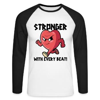 Stronger With Every Beat Pacemakers Open Heart - Unisex Long Sleeve Baseball T-Shirt - white/black - Front - Nik (191cm)