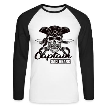 Captain Dad Beard Captain Boat Sailing Sailor - Unisex Long Sleeve Baseball T-Shirt - white/black - Front - Nik (191cm)