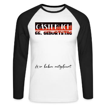 66 Birthday Gift Women's Decoration Men's Guestbook - Unisex Long Sleeve Baseball T-Shirt - white/black - Front - Nik (191cm)