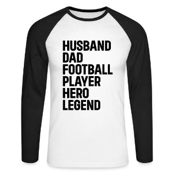 Football américain mari papa joueur de football héros - T-shirt baseball manches longues Homme - blanc/noir - Devant - Nik (191cm)