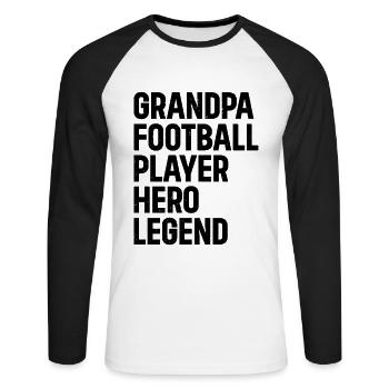 Football américain grand-père joueur de football héros jambe - T-shirt baseball manches longues Homme - blanc/noir - Devant - Nik (191cm)