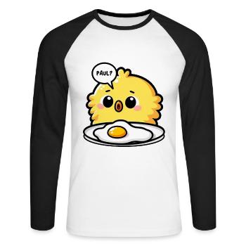 Eggs Fried Egg Easter Meme - Unisex Long Sleeve Baseball T-Shirt - white/black - Front - Nik (191cm)