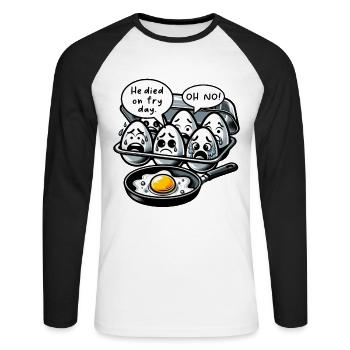 Eggs Fried Egg Easter Meme - Unisex Long Sleeve Baseball T-Shirt - white/black - Front - Nik (191cm)