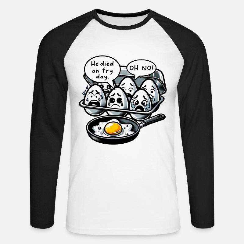 Eier Spiegelei Oster Meme - Unisex Baseballshirt langarm - Weiß/Schwarz