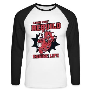 Leben, das die Lebensdauer des Motors wieder aufbaut Katheter öffnen - Unisex Baseballshirt langarm - Weiß/Schwarz - Vorne - Nik (191cm)