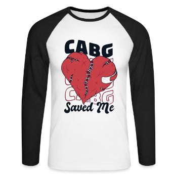 CABG Saved Me Pacemakers Catheter Open Heart - Unisex Long Sleeve Baseball T-Shirt - white/black - Front - Nik (191cm)