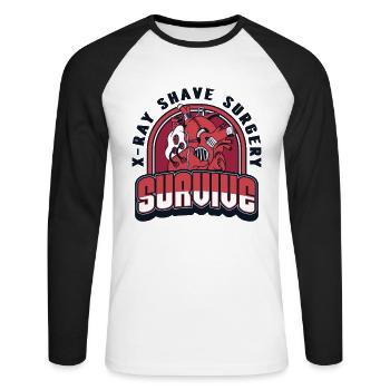 Röntgen-Rasier-Operation Überleben Katheter offenes Herz - Unisex Baseballshirt langarm - Weiß/Schwarz - Vorne - Nik (191cm)