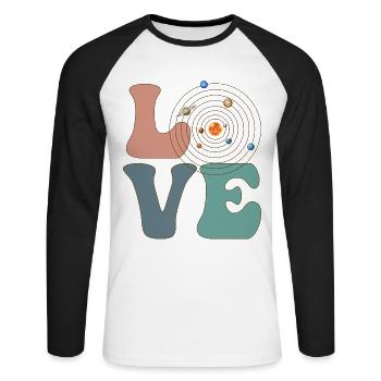 LOVE Solar System Astrology Planets - Unisex Long Sleeve Baseball T-Shirt - white/black - Front - Nik (191cm)