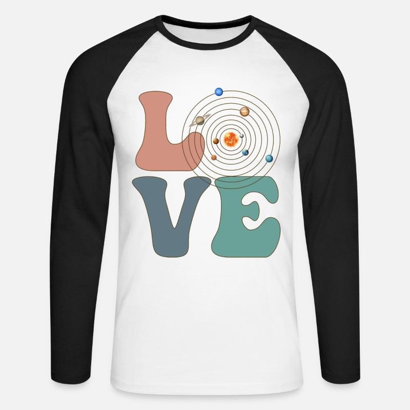 LOVE Solar System Astrology Planets - Unisex Long Sleeve Baseball T-Shirt - white/black
