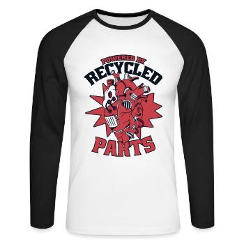 Powered By Recycled Parts Transplant Open Heart - Unisex Long Sleeve Baseball T-Shirt - white/black - Front - Nik (191cm)
