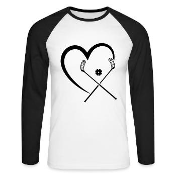 Floorball Coeur Joueur de floorball Unihockey - T-shirt baseball manches longues Homme - blanc/noir - Devant - Nik (191cm)