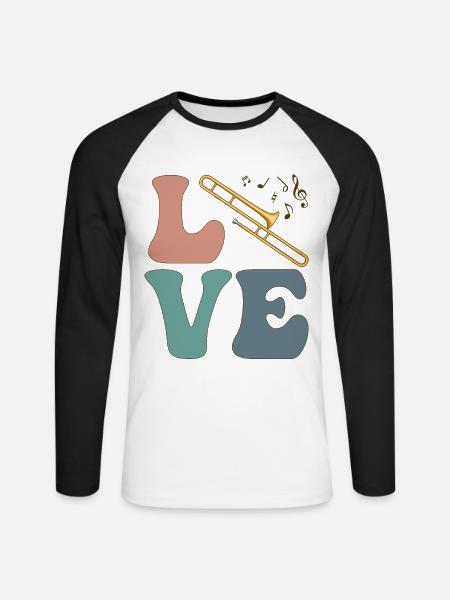 LIEBE Posaunist Instrument Posaunist - Unisex Baseballshirt langarm - Weiß/Schwarz