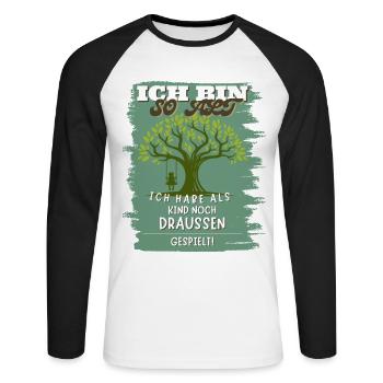 I'm So Old Tree Nature Childhood 70's 80's 90's - Unisex Long Sleeve Baseball T-Shirt - white/black - Front - Nik (191cm)