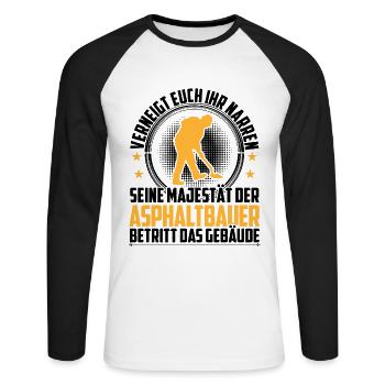 Le constructeur d’asphalte s’incline devant vous constructeur de routes - T-shirt baseball manches longues Homme - blanc/noir - Devant - Nik (191cm)