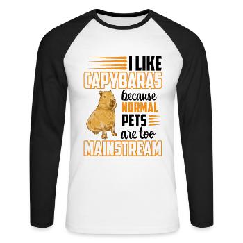 J’aime Capybara Amérique du Sud Capybara - T-shirt baseball manches longues Homme - blanc/noir - Devant - Nik (191cm)