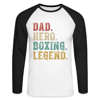 Dad Hero Boxing Legend - Unisex Long Sleeve Baseball T-Shirt - white/black - Front - Nik (191cm)