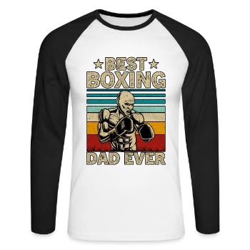 Bester Boxvater aller Zeiten - Unisex Baseballshirt langarm - Weiß/Schwarz - Vorne - Nik (191cm)