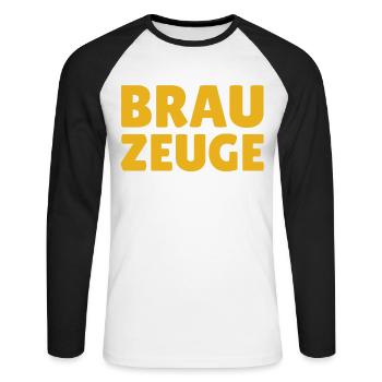 Brewman Beer Drinker - Unisex Long Sleeve Baseball T-Shirt - white/black - Front - Nik (191cm)