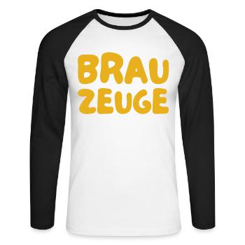 Brewman Beer Drinker - Unisex Long Sleeve Baseball T-Shirt - white/black - Front - Nik (191cm)