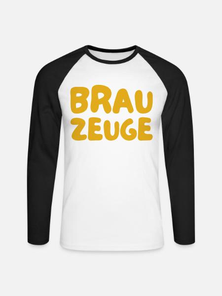 Brewman Beer Drinker - Unisex Long Sleeve Baseball T-Shirt - white/black