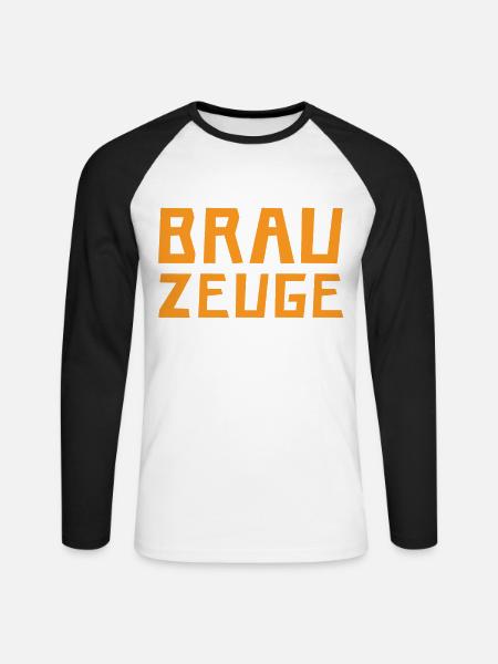 Brewman Beer Drinker - Unisex Long Sleeve Baseball T-Shirt - white/black